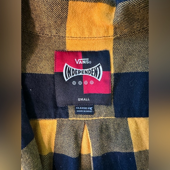 Vans X Independent Men’s Yellow & Navy Zippered Flannel. Size Small. - Picture 5 of 8